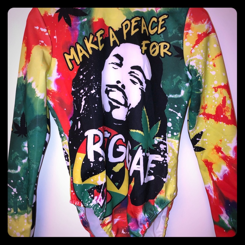 - Plus size sexy reggae print bodysuit